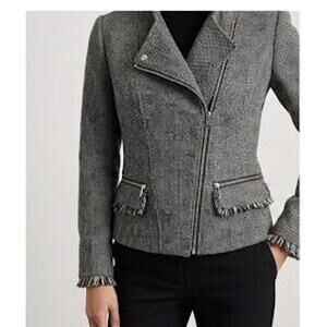 ZARA Trafaluc Outerwear Womens Gray Wool Blend Moto Biker Cropped Jacket Size M